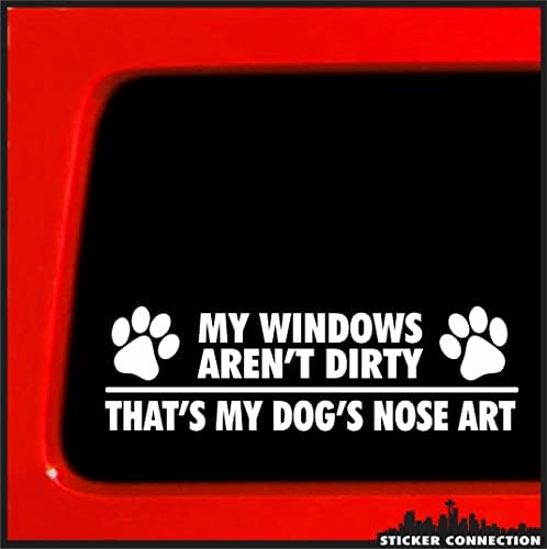 חיבור מדבקה | החלונות שלי לא מלוכלכים שזו אומנות האף של הכלב שלי | מדבקת חילוץ פגוש כפה מדבקות ויניל